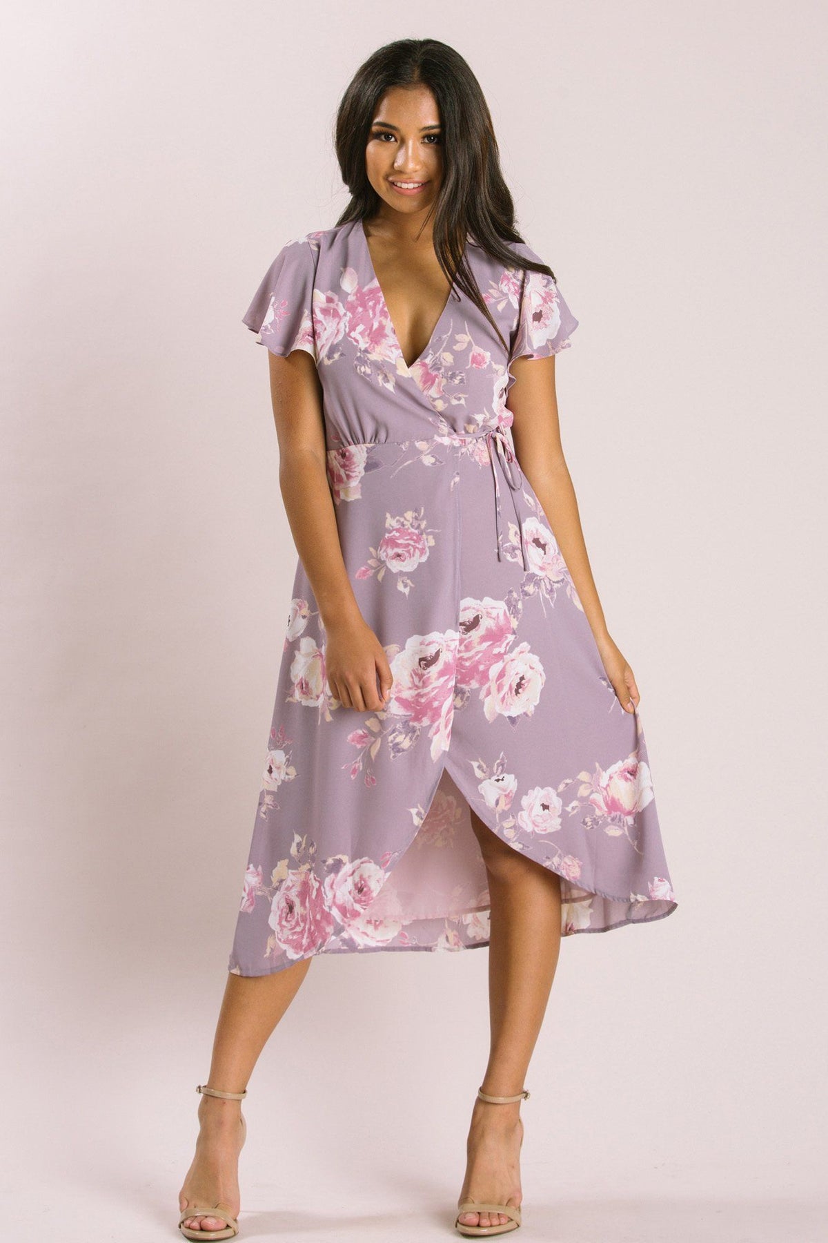 Petite Wrap Midi Dress - Kenley ...